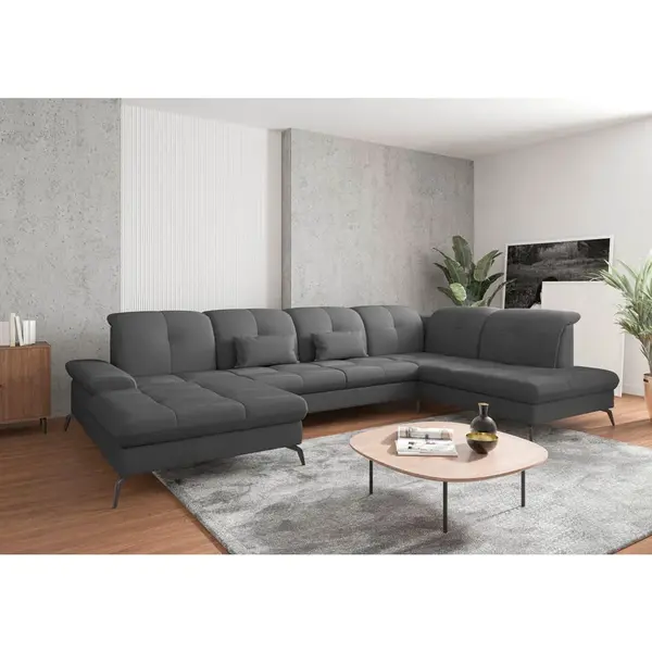 Sit & More SEDACÍ SOUPRAVA, textil, tmavě šedá