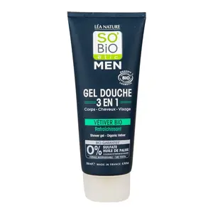 SO’BiO étic Men Sprchový gel 3v1 Osvěžující vetiver BIO 200 ml