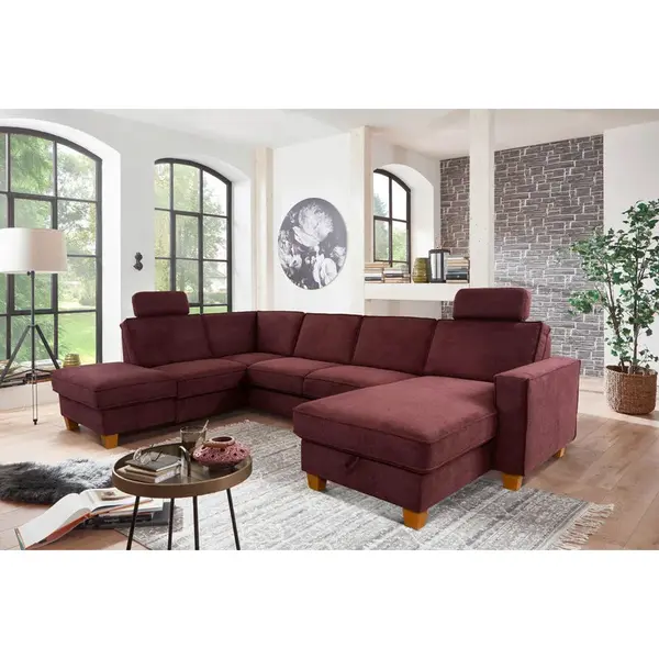 Sit & More SEDACÍ SOUPRAVA, textil, tmavě červená