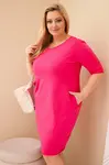Plus size šaty s 3/4 rukávem fuchsiové