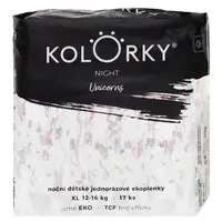 KOLORKY Night jednorožci XL 12-16 kg noční jednorázové eko plenky  17 ks