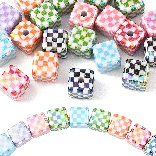 20Pcs UV Plating Opaque Acrylic Beads