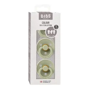 BIBS Dudlíky Colour Try it kolekce 3-balení, vel. 1 Sage