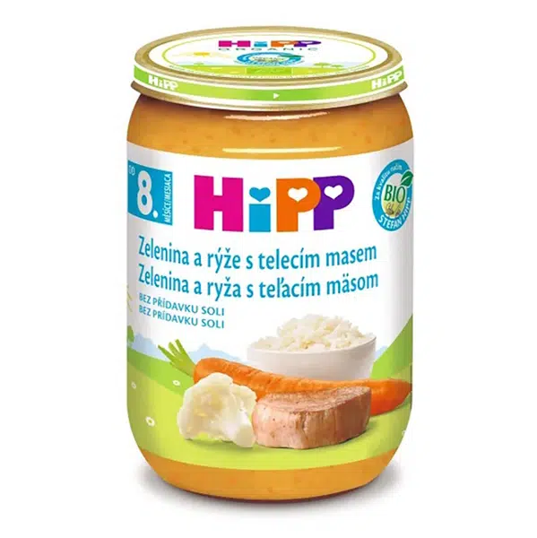 HIPP Zelenina s rýží a telecím masem BIO 220 g