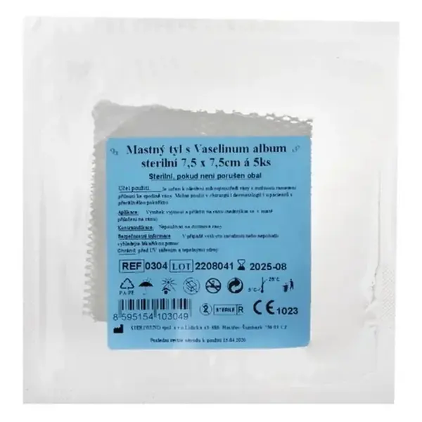 STERIWUND Krytí sterilní-mastný tyl 7.5 x 7.5cm 5 kusů