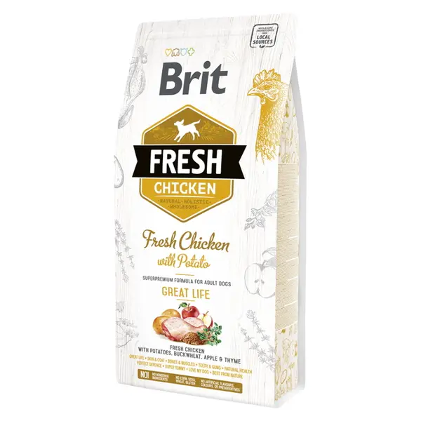 BRIT Fresh Chicken with Potato Adult Great Life granule pro psy, Hmotnost balení: 2,5 kg