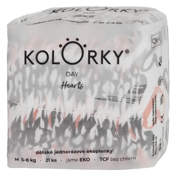 KOLORKY DAY Jednorázové EKO plenky srdce M (5-8 kg) 21 kusů