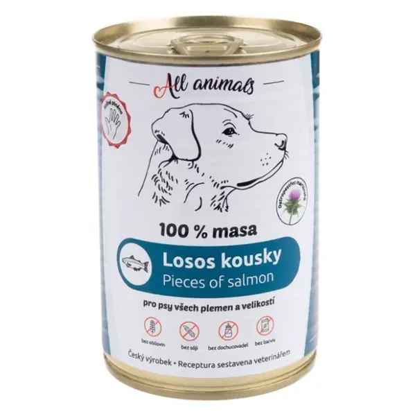 ALL ANIMALS konzerva losos kousky pro psy 400 g