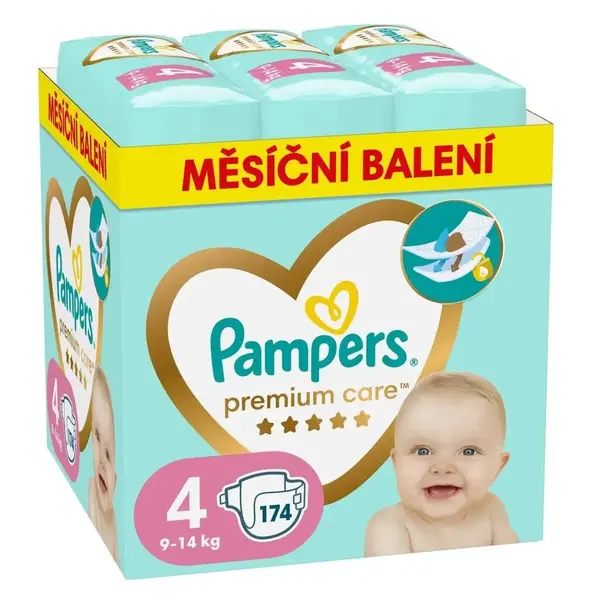 PAMPERS Premium Care monthly velikost 4 plenky 9-14kg 174 ks