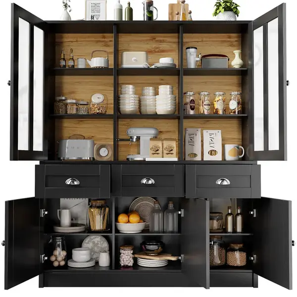 Modenvie BUFFET skříň, 140/38,5/175 cm, MDF a akryl, černá