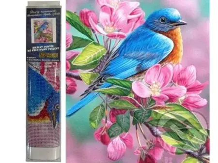 Ptáček na jabloni 30 x 40 cm (Diamantový obrázek)