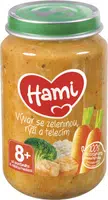 HAMI Mäsozeleninový príkrm Vývar so zeleninou, ryžou a teľacím