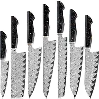 Sada damaškových kuchynských nožov - Čierna H38065