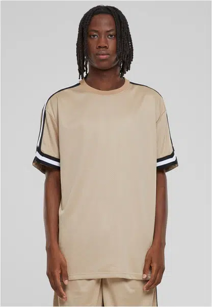 Men's Oversized Stripes Mesh T-Shirt - unionbeige