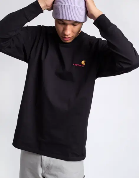 Carhartt WIP L/S American Script T-Shirt Black L