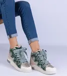 Gemre Green sneakers with thick laces and glitter Gralina