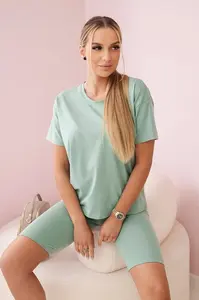 Set top+legíny tmavě mint