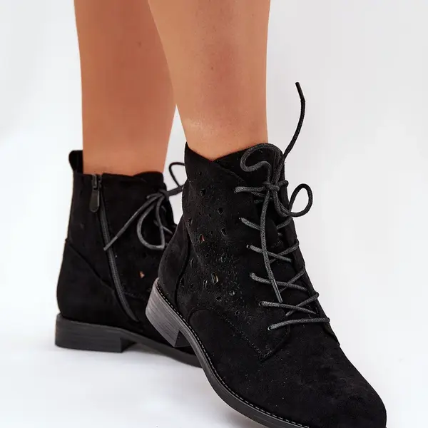 S. BARSKI Šněrovací Boty S Ažurovým Vzorem S.Barski