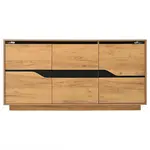 Urban Meuble PRŮMYSLOVÝ SIDEBOARD v dekoru dřeva a černé, 3 dvířka