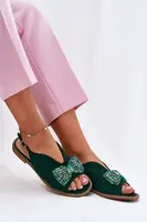 S. BARSKI Dámské Sandály S Mašlí Na Plochém Podpatku S.Barski