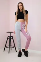 Kesi Dámské tepláky s nápisem QUEEN tmavě růžová