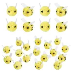 100Pcs Bees Polyester Wool Pom Pom Ball