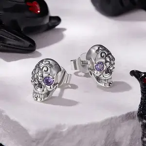 Halloween 925 Sterling Silver Cubic Zirconia Stud Earrings