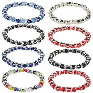 8Pcs Resin & Glass Bead Bracelets