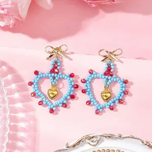 Glass Seed Beads Dangle Stud Earrings