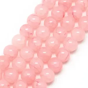 Baking Paint Crackle Glass Bead Strands