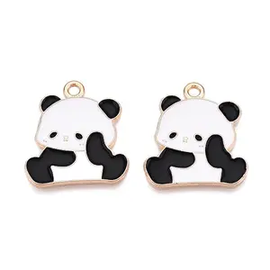 Panda Theme Alloy Enamel Pendants