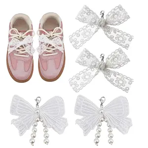 2 Pairs 2 Style Lace Bowknot Shoelace Charm