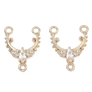 Brass Micro Pave Clear Cubic Zirconia Multi-Strand Links
