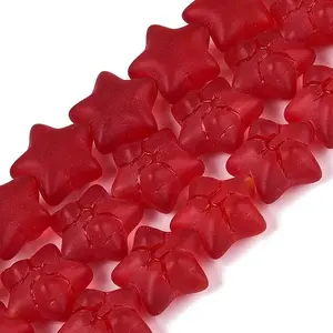 Frosted Transparent Glass Beads Strands