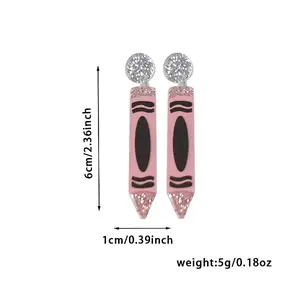 Back to School Acrylic Dangle Stud Earrings