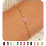 Octor Birthstone Brass Pave Cubic Zirconia Rectangle Link Bracelets