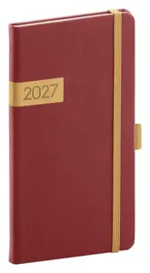 Kapesní diář Twill 2027, bordó-zlatý