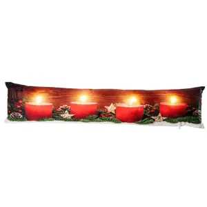 Polštář proti průvanu s LED ČERVENÉ SVÍČKY 18 x 85 cm