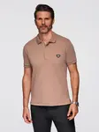 Ombre Men's polo shirt with zipper neckline - light brown