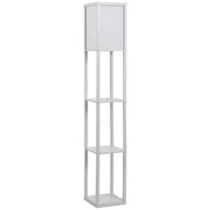 HOMCOM STOJACÍ LAMPY Osvětlení se 3 policemi E27 do 40 W E1-MDF bílá