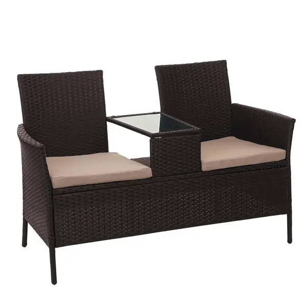 MCW POLY-RATTAN LAVICE Hnědá, béžová