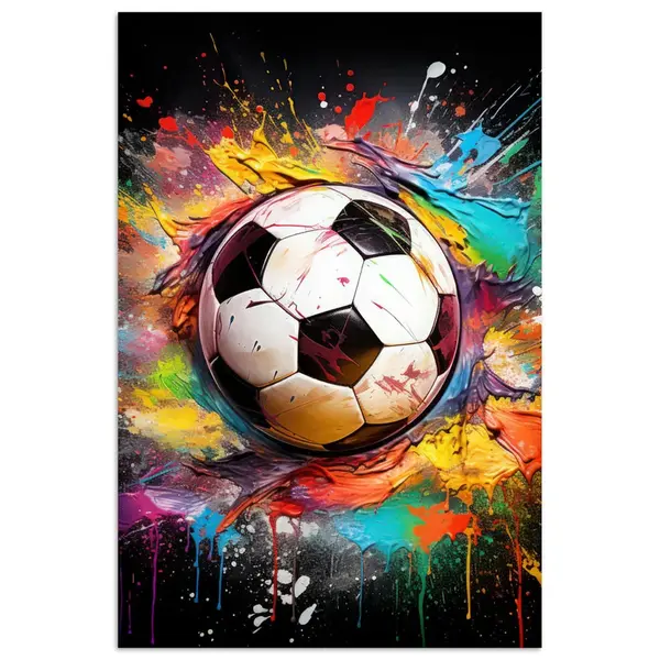 MuchoWow PLAKÁT Fotbal - barva - barvy - černá - bílá 40x60 cm