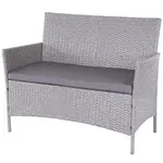 MCW POLY-RATTAN ZAHRADNÍ LAVICE Světle šedá, šedá