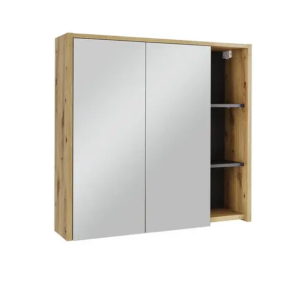 Vicco SKŘÍŇKA SE ZRCADLEM DO KOUPELNY Viola Artisan/šedá 80 x 75 cm s otevřenými policemi