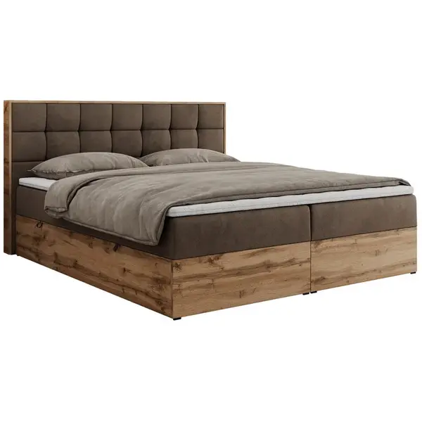 MKS KONTINENTÁLNÍ POSTEL ALBERO 1 160/200 - Hnědá Samet - H3