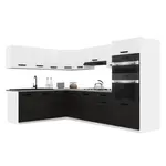 B BELINI GROUP KUCHYŇSKÁ LINKA Italia 8 420 cm , s pracovními deskami, Bílo-ebenová matná