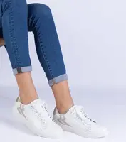 Gemre White women's sneakers with embossing and glitter Laneta