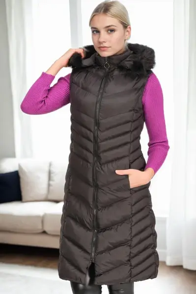 Z6725 DEWBERRY WOMEN'S VEST-BLACK-1