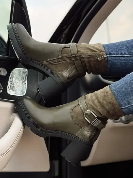 Dámské kotníkové boty NOIRSTEP na podpatku, zelené