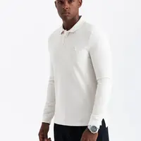Ombre Structured men's polo longsleeve with patch - white